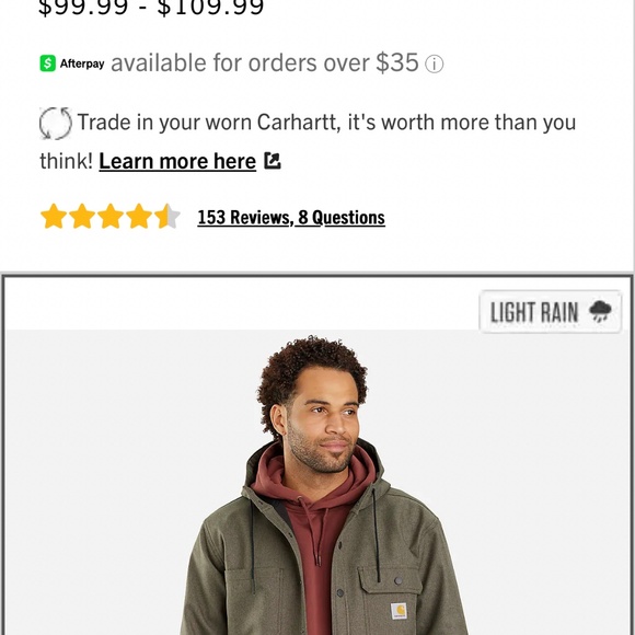 Carhartt Heavy Weight Rain Defender Jacket - Picture 2 of 3
